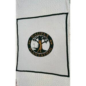 HALIFAX PLANTATION Logo Knits Blanket White Green 67x63